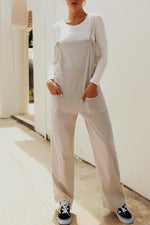 Casual Solid Make Old Patchwork Square Collar Loose Jumpsuits