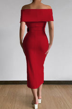 Sexy Elegant Solid With Belt V Neck One Step Skirt Dresses