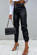 Novakiki Don't Rush It PU Leather High Waist Cuffed Pants