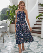 Sleeveless Round Neck Belted Printed Maxi Dress