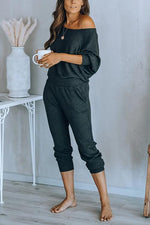 Pockets Dew Shoulder Pants Set