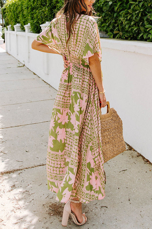 Like Palm Side Slit Bat Maxi Dress