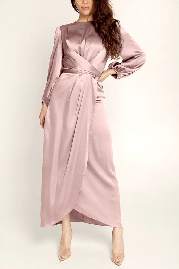 Beautiful Night Twist Waist Satin Maxi Dress