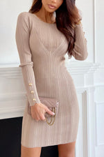 Creating Memories Ribbed Button Sleeve Mini Dress