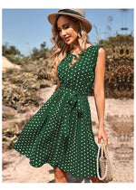 Waist Tie Polka Dot Sleeveless Mini Dress