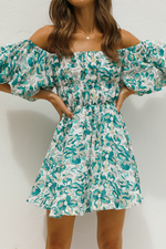 Off-shoulder Floral Ruffle Mini Dress