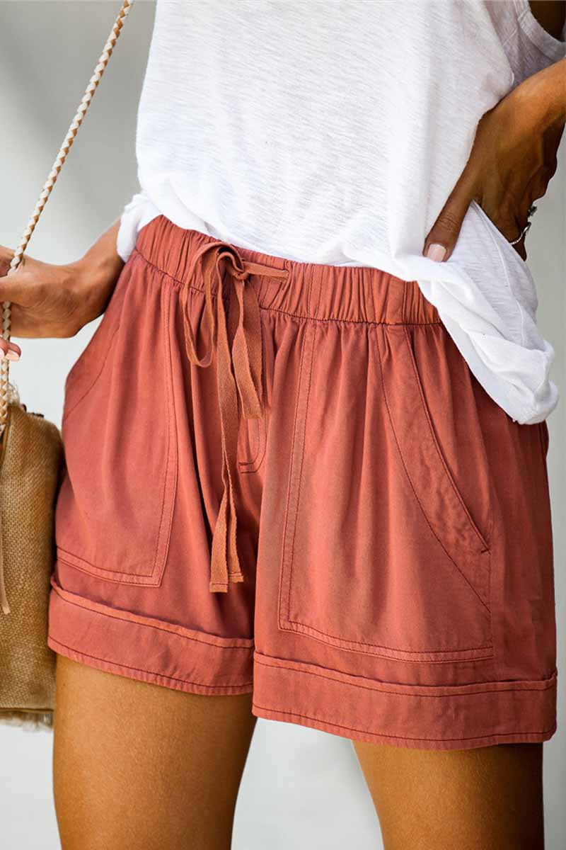 Elastic High Waist Adjustable Shorts