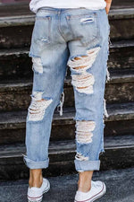 Florcoo On-trend Ripped Straight Jeans