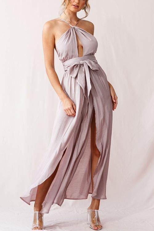 High Slit Backless Maxi Dress