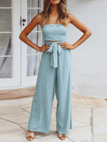 Casual Sleeveless Crop Top Wide Legs Long Jumpsuit