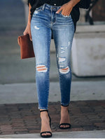 Casual Ripped Zipper Closure Jean Pants