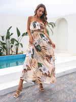 Sleeveless Backless High Waist Floral Maxi Dress