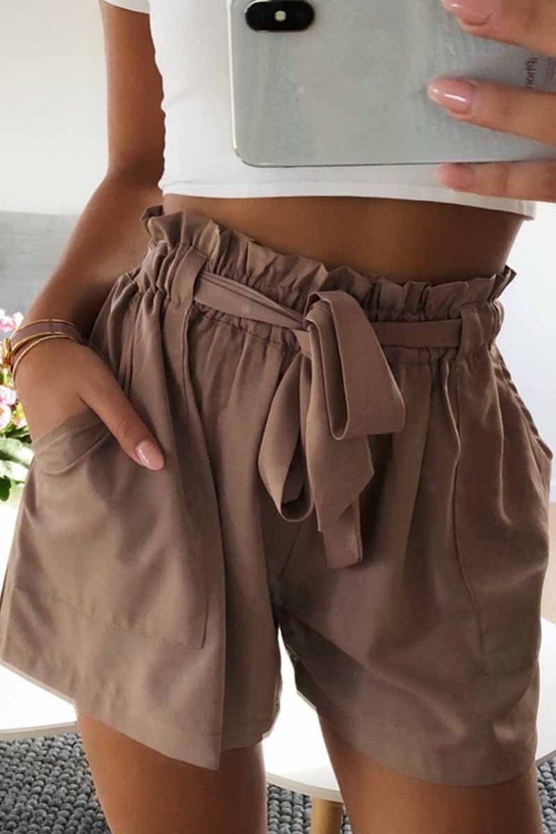 Casual Elastic Wide Leg Strap High Waist Shorts