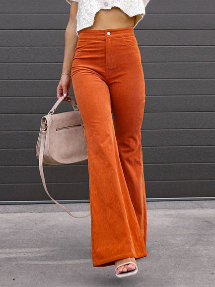 Elegant High Waist Wide Leg Solid Velvet Pant