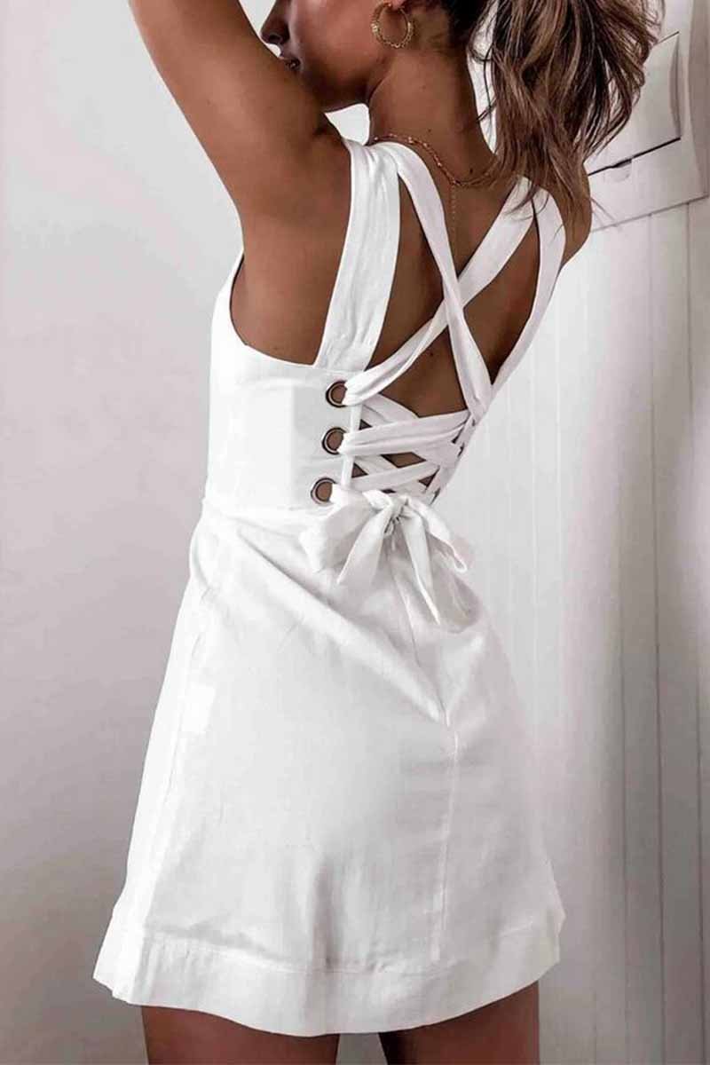 Florcoo New Sexy Halter Straps Mini Dress