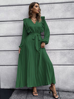 Long Ruffle Sleeve Waist Tie Loose Maxi Dress