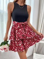 Elegant Sleeveless Round Neck Floral Tank Mini Dress