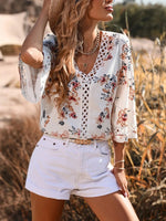 Floral V Neck Stylish Blouse Top