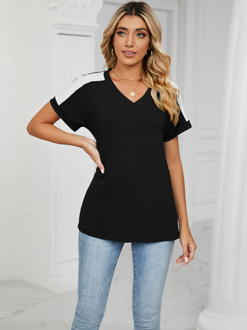 Short Sleeve V Neck T Shirt Top