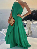 Elegant One Shoulder Solid Color Loose Gown Dress