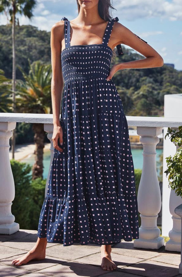 Sleeveless Square Neck Strappy Floral Maxi Dress