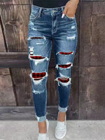 Elegant High Waist Destroyed Slim Jean Pant