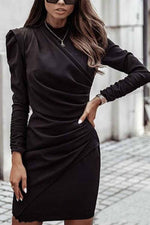 Irregular Solid Collar Mini Dress