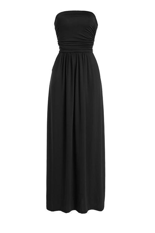 Pockets Strapless Maxi Dress