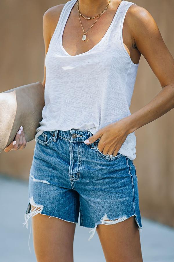 Pixie High Rise Distressed Denim Mom Shorts