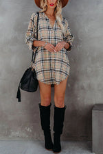 Malia Pocketed Plaid Button Down Tunic Mini Dress