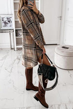 Plaid Button Shirt Long Sleeve Mini Dress