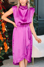 Embrace The Joy Ruffle Satin Midi Dress