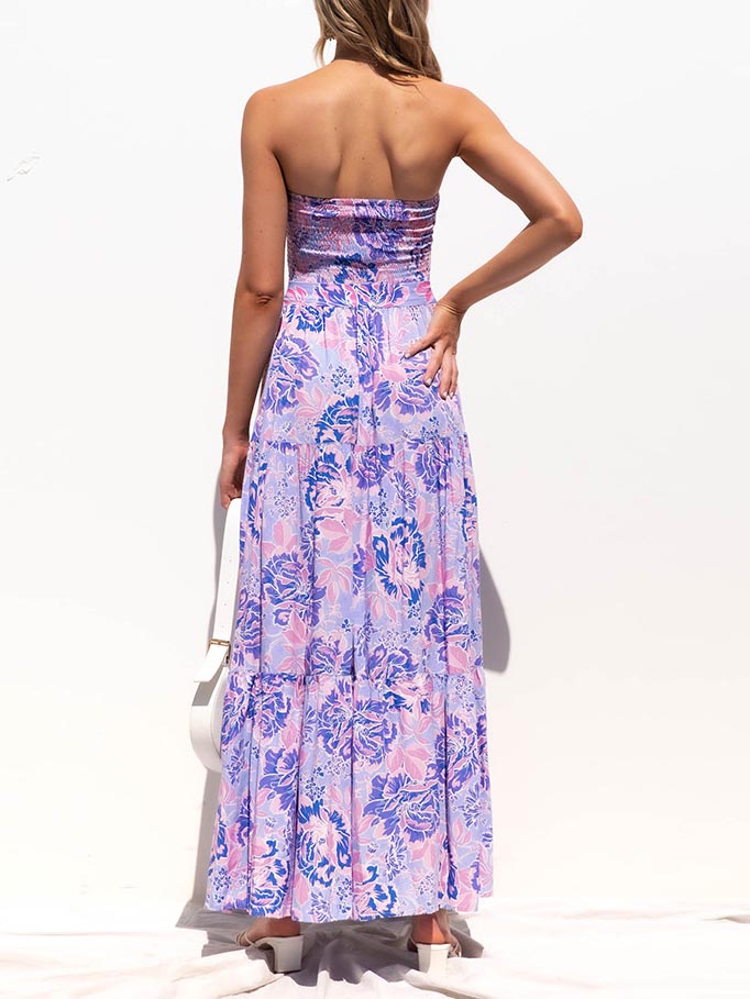 Sleeveless Backless High Waist Loose Floral Maxi Dress