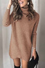 Casual Turtleneck Midi Dress