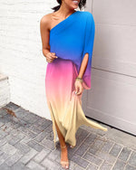 Printed One Shoulder Maxi Dress