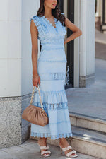 Be The One Crochet Lace Tiered Midi Dress