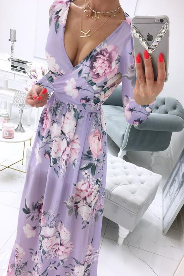 Enchant My Dreams Floral Slit Maxi Dress