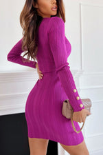 Creating Memories Ribbed Button Sleeve Mini Dress