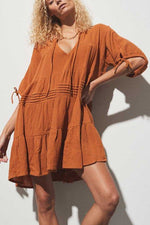 V Neck Tiers Babydoll Mini Dress