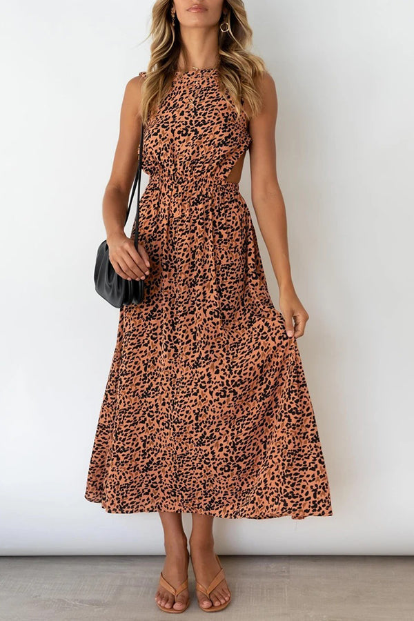 Shane Animal Print Backless Maxi Dress