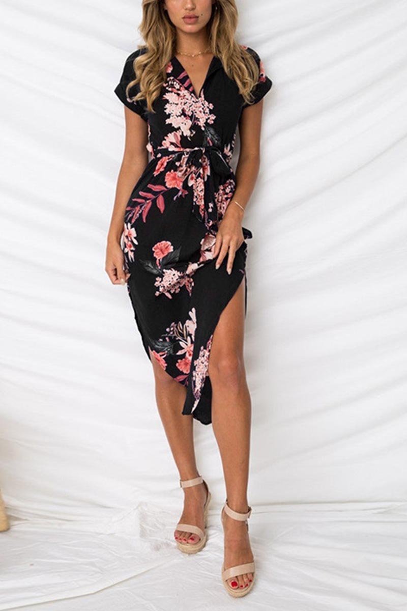 Florcoo Trendy Printed Asymmetrical Midi Dress(4 colors)