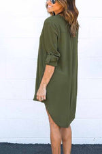 Fall Long Sleeve V-Neck Mini Dress