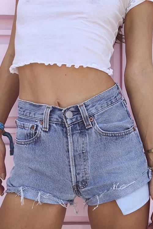 Pocket Denim Shorts