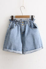 Elastic Waist Denim Shorts