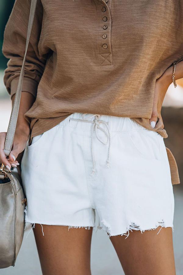 Clayton Distressed Drawstring Denim Shorts