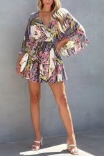 Last Minute Printed Bell Sleeve Mini Dress