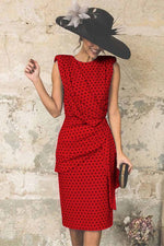 Florcoo Sexy Polka Dot Pack Hip Sleeveless Midi Dress(4 Colors)