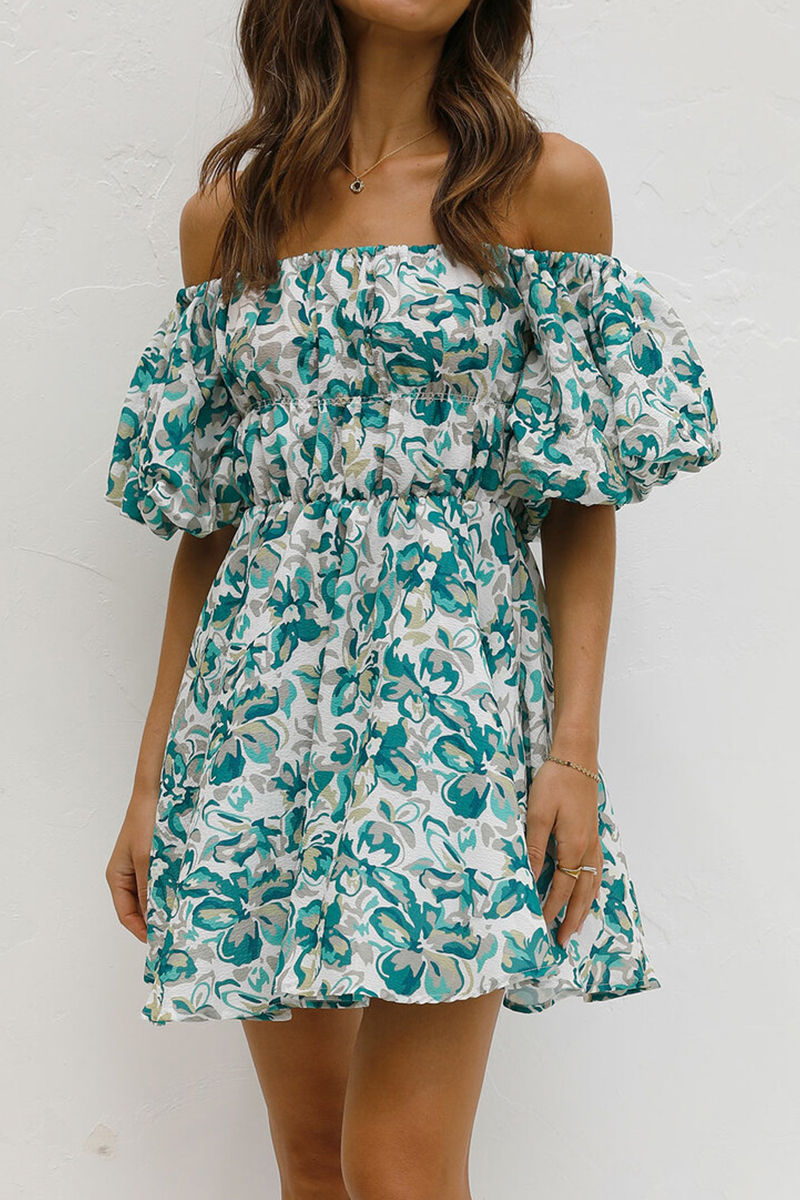 Off-shoulder Floral Ruffle Mini Dress