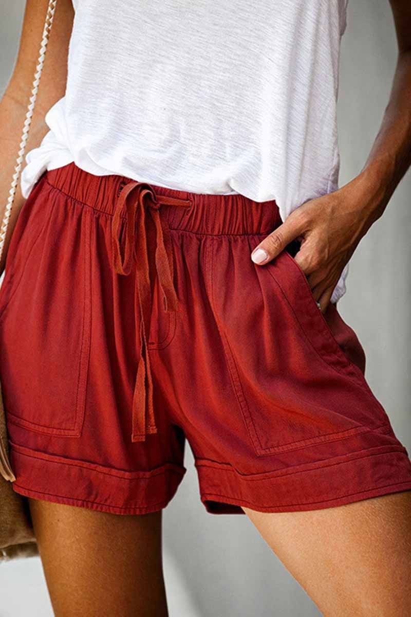 Elastic High Waist Adjustable Shorts