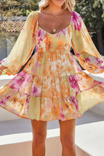 Floral Printed Smocked Ruffle Mini Dress